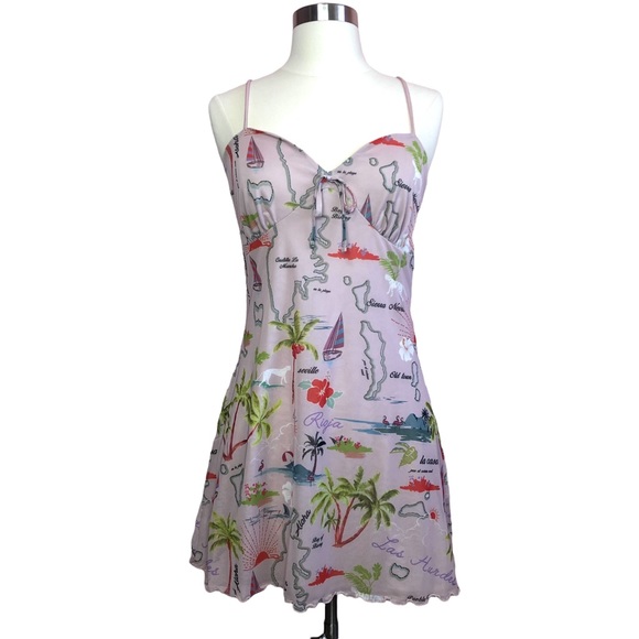 Urban Outfitters Elodie Holiday Islands Mesh Stretch Mini Dress- Medium - Picture 1 of 7